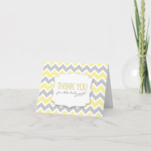 Yellow Grey Chevron Baby Shower thank you notes