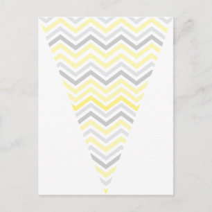 Yellow & Grey Chevron Pattern Flag Bunting Banner Postcard