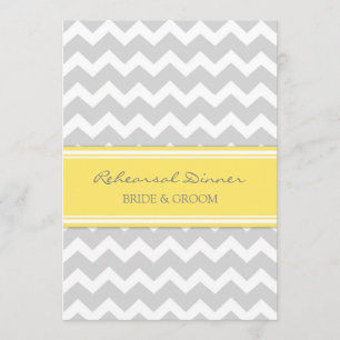Yellow Grey Chevron Rehearsal Dinner Party Invitation