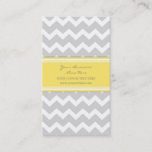 Yellow Grey Chevron Retro Business Cards
