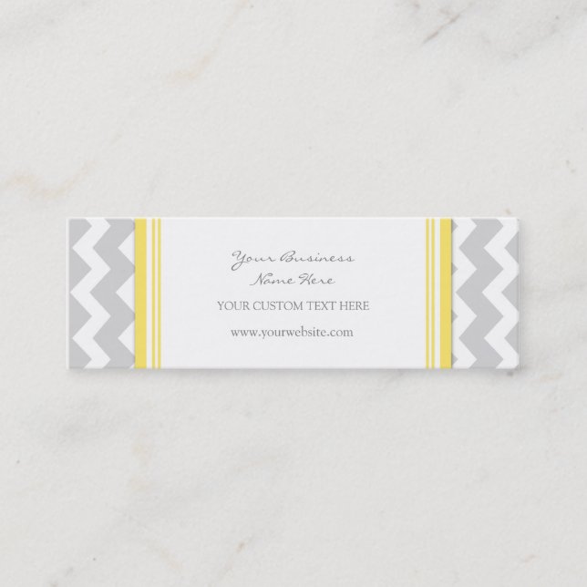 Yellow Grey Chevron Retro Business Cards (Front)