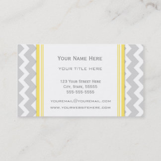Yellow Grey Chevron Retro Business Cards