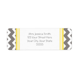 Yellow Grey Chevron Return Address Labels