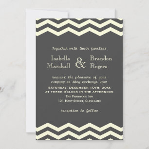 Yellow & Grey Chevron Wedding Invitation