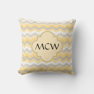 Yellow/Grey Chevron Zigzag Cushion