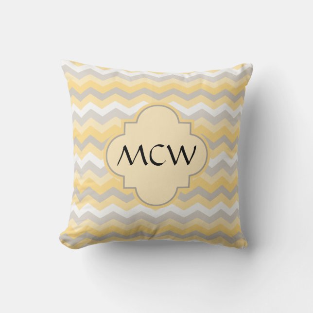 Yellow/Grey Chevron Zigzag Cushion (Front)