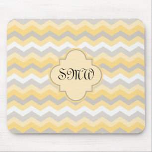 Yellow/Grey Chevron Zigzag Mouse Pad