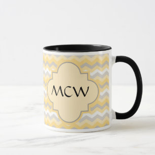Yellow/Grey Chevron Zigzag Mug