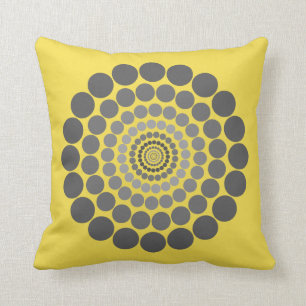 Yellow grey Circle pattern pillow