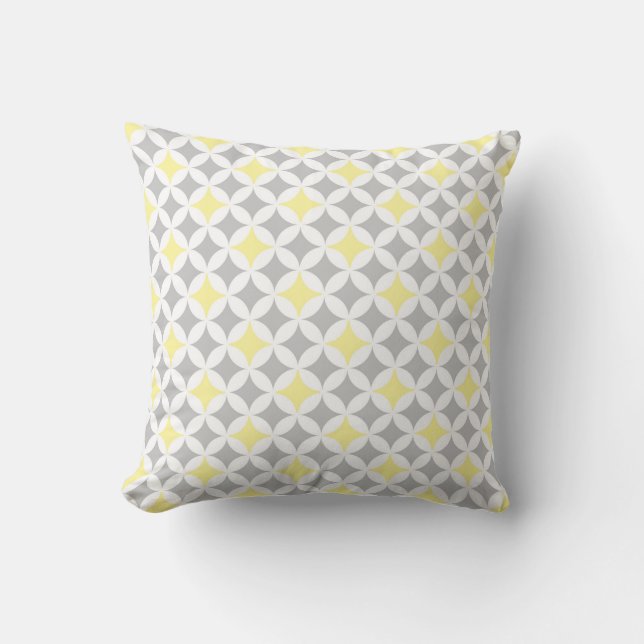 Yellow Grey Circles Pattern Decorative Pillow (Front)