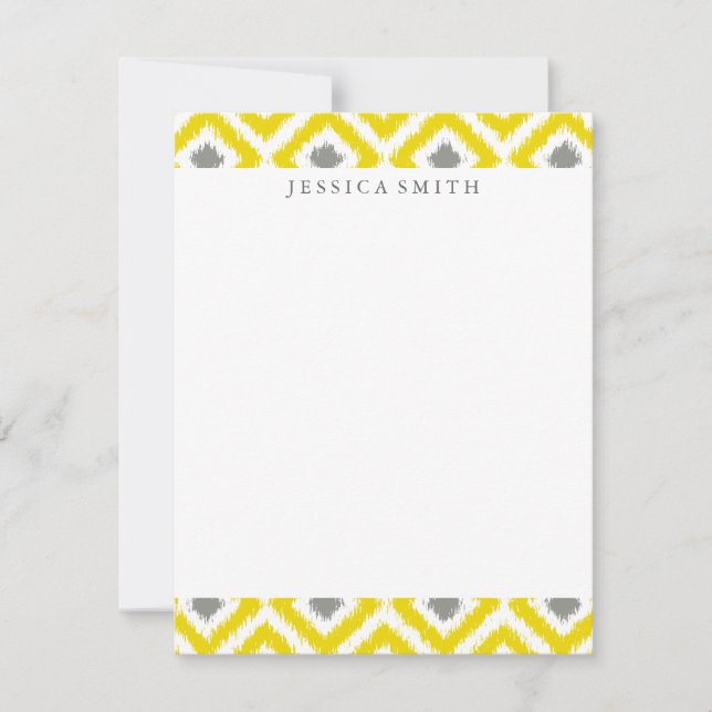 Yellow Grey Diamonds Ikat Pattern Thank You (Front)