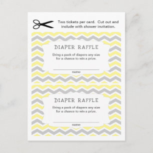 Yellow Grey Diaper Raffle Tickets, sm quantity Invitation Postcard