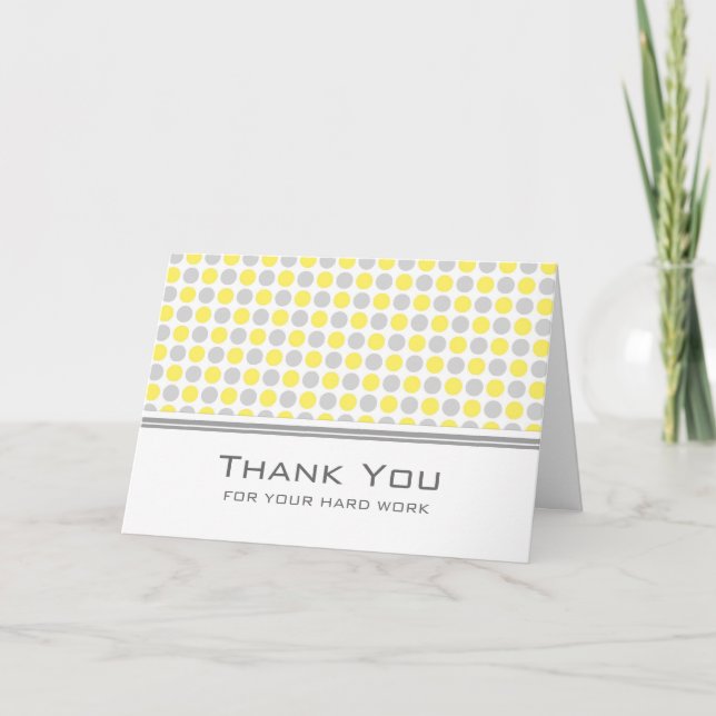 Yellow Grey Dots Employee Anniversary Card (Front)