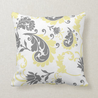 Yellow & Grey Floral Accent Pillow 16x16