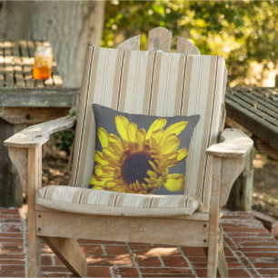 Yellow Grey Floral Golden Flower Abstract Gift Cushion