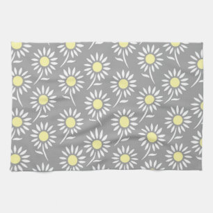 Yellow Grey Floral Kitchen Cloth Towel