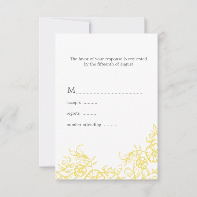 Yellow & Grey Floral Wedding Response (Front)
