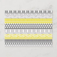 Yellow Grey Geometric Aztec Tribal Print Pattern