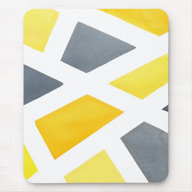 Yellow Grey Geometric Mouse Pad (Front)