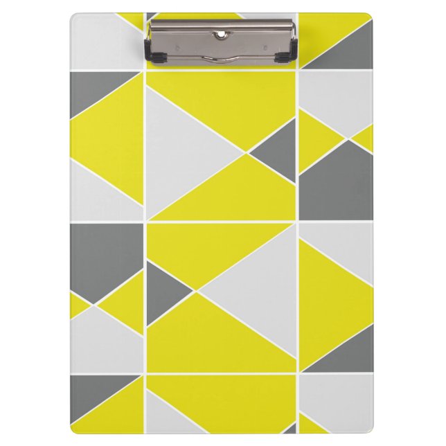 Yellow Grey Geometric Pattern Clipboard (Front)