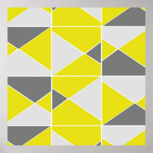 Yellow Grey Geometric Pattern Poster