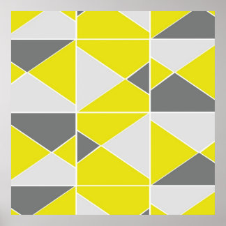 Yellow Grey Geometric Pattern Poster