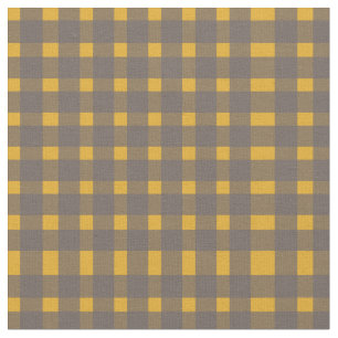 Yellow Grey Gingham Pattern Fabric