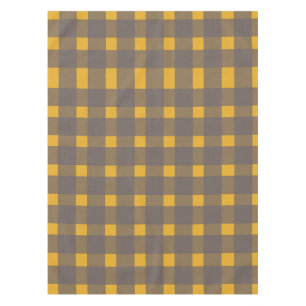 Yellow Grey Gingham Pattern Tablecloth