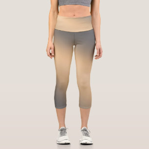 Yellow Grey Gradient Ombre Capri Leggings