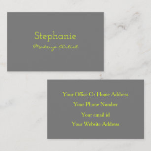 Yellow Grey Grey Custom Neon Colour Makeup Artist Business Card