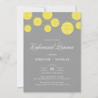 YELLOW & GREY LANTERNS REHEARSAL DINNER INVITATION