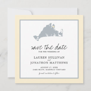 Yellow Grey Martha's Vineyard Map Save the Date