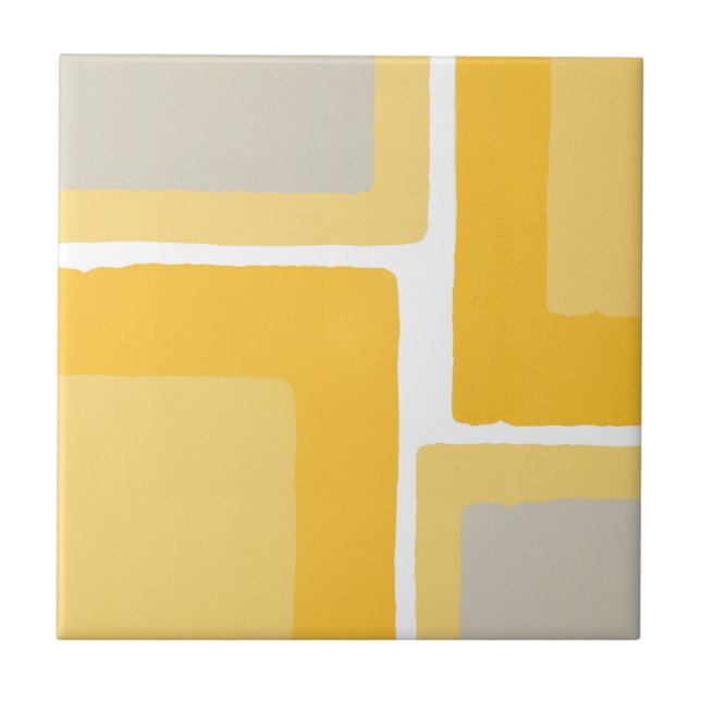 Yellow Grey Minimalist Colour Block Ceramic Tile (Front)
