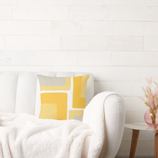Yellow Grey Minimalist Colour Block Cushion (Couch)