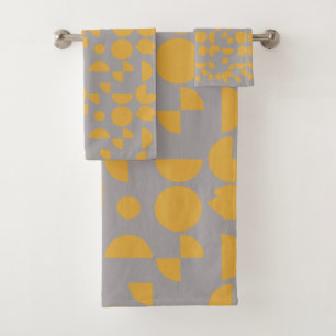 Yellow Grey Modern Elegant Geometric Tribal Bath Towel Set