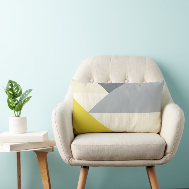Yellow Grey Modern Geometric Pattern Pillow (Chair)