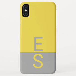 Yellow & Grey Modern Initials Monogram iPhone XS Max Case