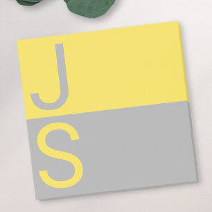 Yellow & Grey Modern Initials Monogram Post-it Notes