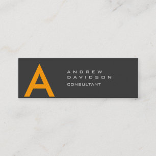 Yellow Grey Modern Monogram Plain Business Card