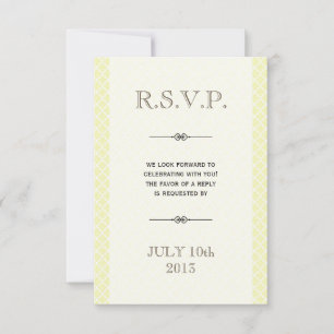 Yellow grey Moroccan tile ampersand wedding rsvp Card