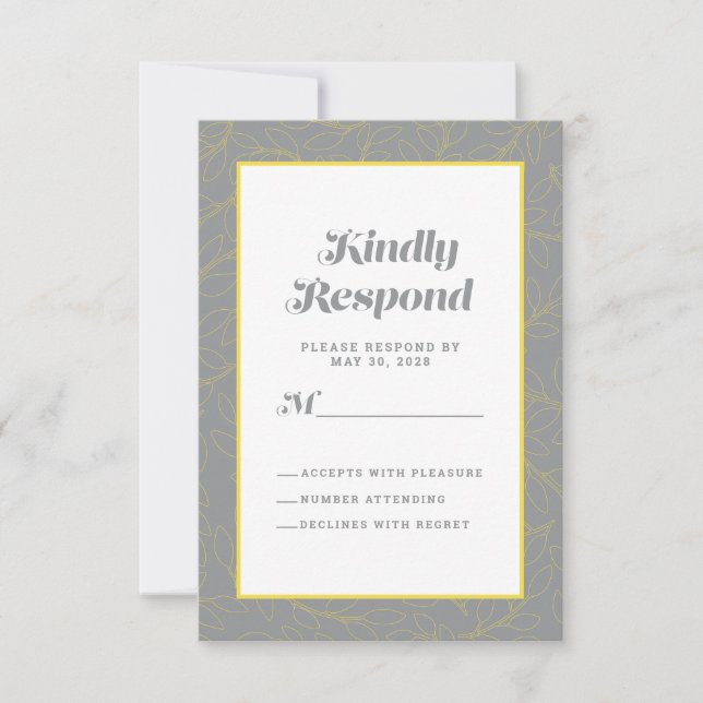 Yellow Grey Pattern |  Abstract Modern Geometric RSVP Card (Front)
