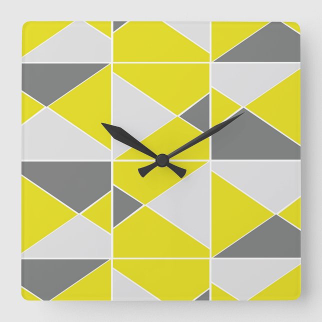 Yellow Grey Pattern - Clock (Front)