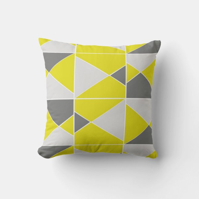 Yellow Grey Pattern Cushion (Front)
