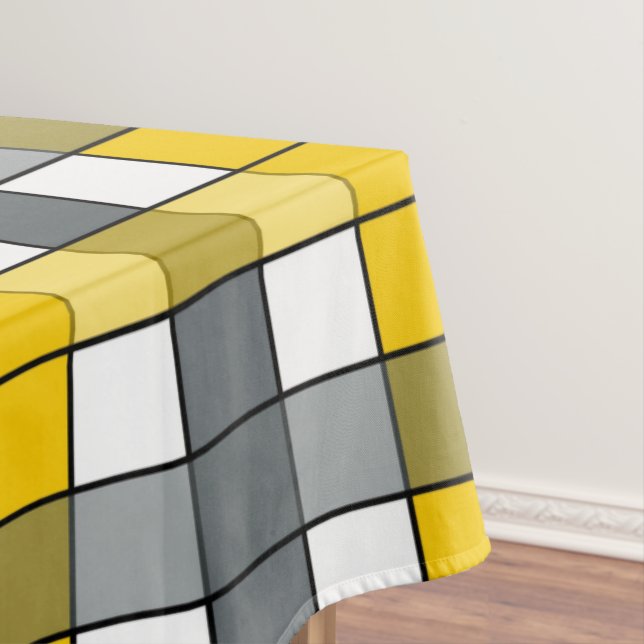 YELLOW & GREY PLAID TABLECLOTH (In Situ)