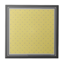 Yellow Grey Polka Dots and Striped Border