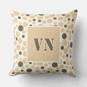 yellow grey polka dots on a white background cushion