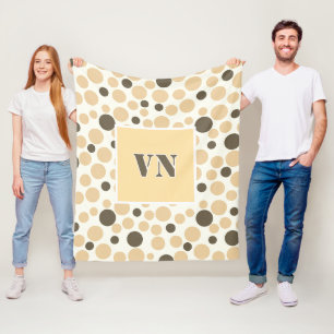 yellow grey polka dots on a white background fleece blanket