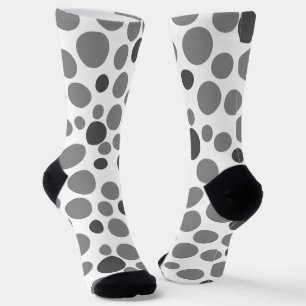 yellow grey polka dots on a white background socks