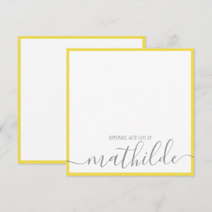 Yellow Grey Script Personal Stationery Card