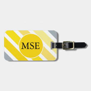 Yellow Grey Stripes Luggage Tag